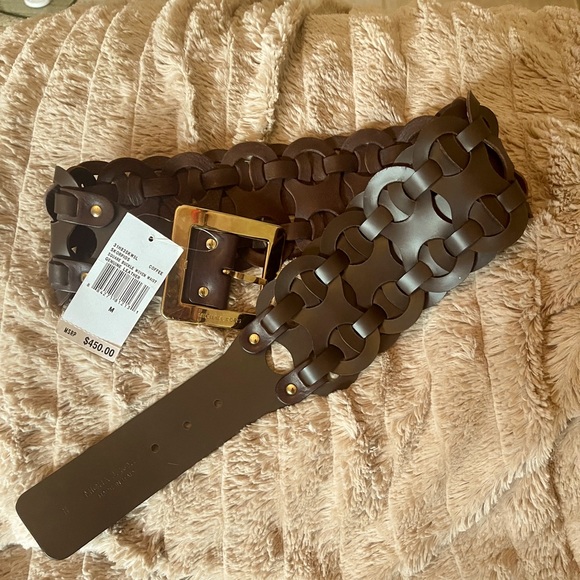 NWT Michael Kors brown woven leather waist belt - M - Picture 1 of 5